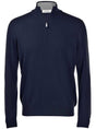 Gran Sasso Knitwear & Jumpers Gran Sasso - Merino Wool 1/4 Zip Navy Jumper