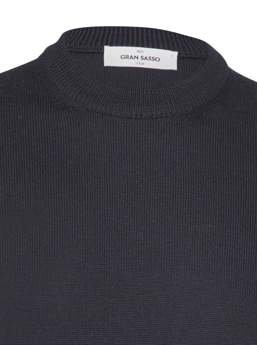 Gran Sasso Knitwear & Jumpers Gran Sasso - Merino Wool 2-Ply Crew Neck Navy Jumper