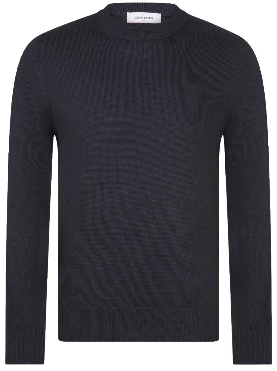 Gran Sasso Knitwear & Jumpers Gran Sasso - Merino Wool 2-Ply Crew Neck Navy Jumper