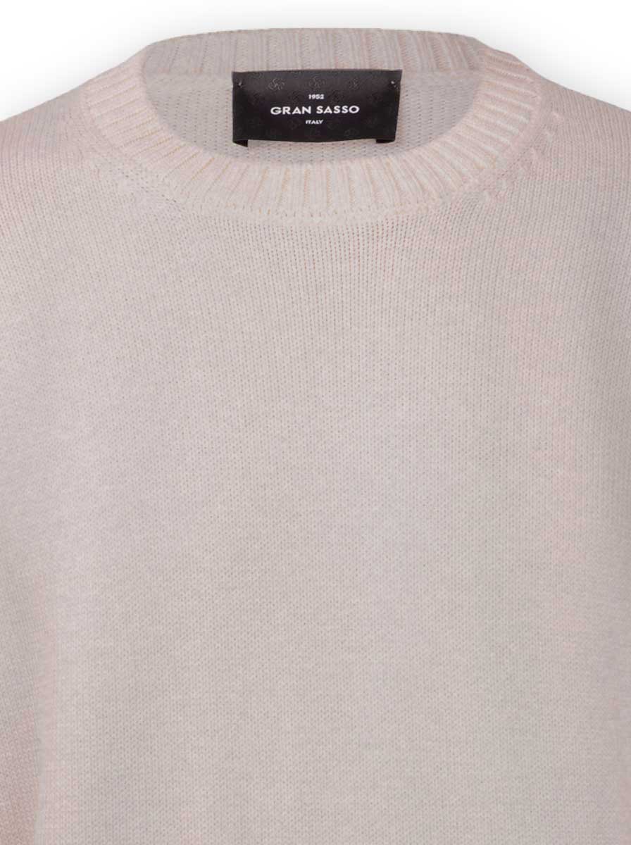 Gran Sasso Knitwear & Jumpers Gran Sasso - Merino Wool 3-Ply Crew Neck Biscuite Jumper