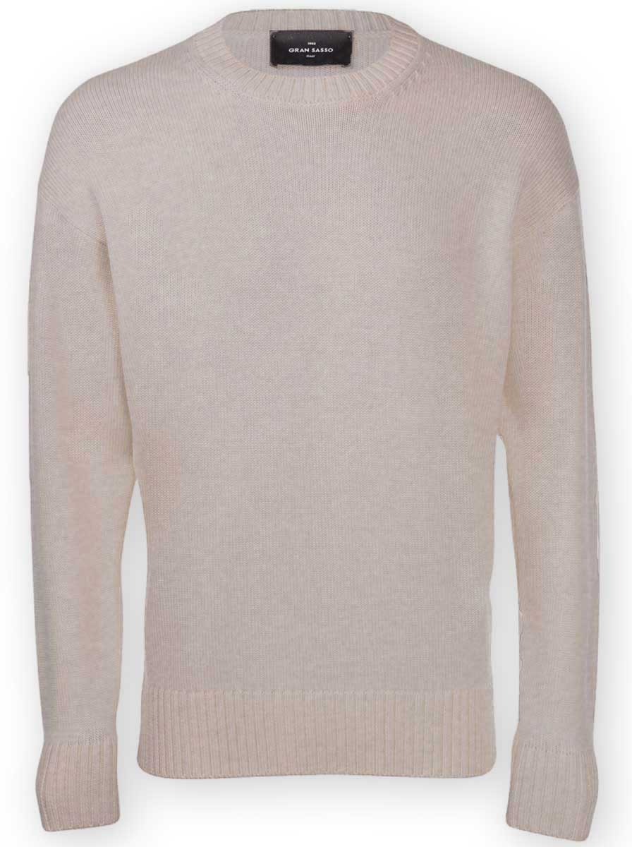 Gran Sasso Knitwear & Jumpers Gran Sasso - Merino Wool 3-Ply Crew Neck Biscuite Jumper