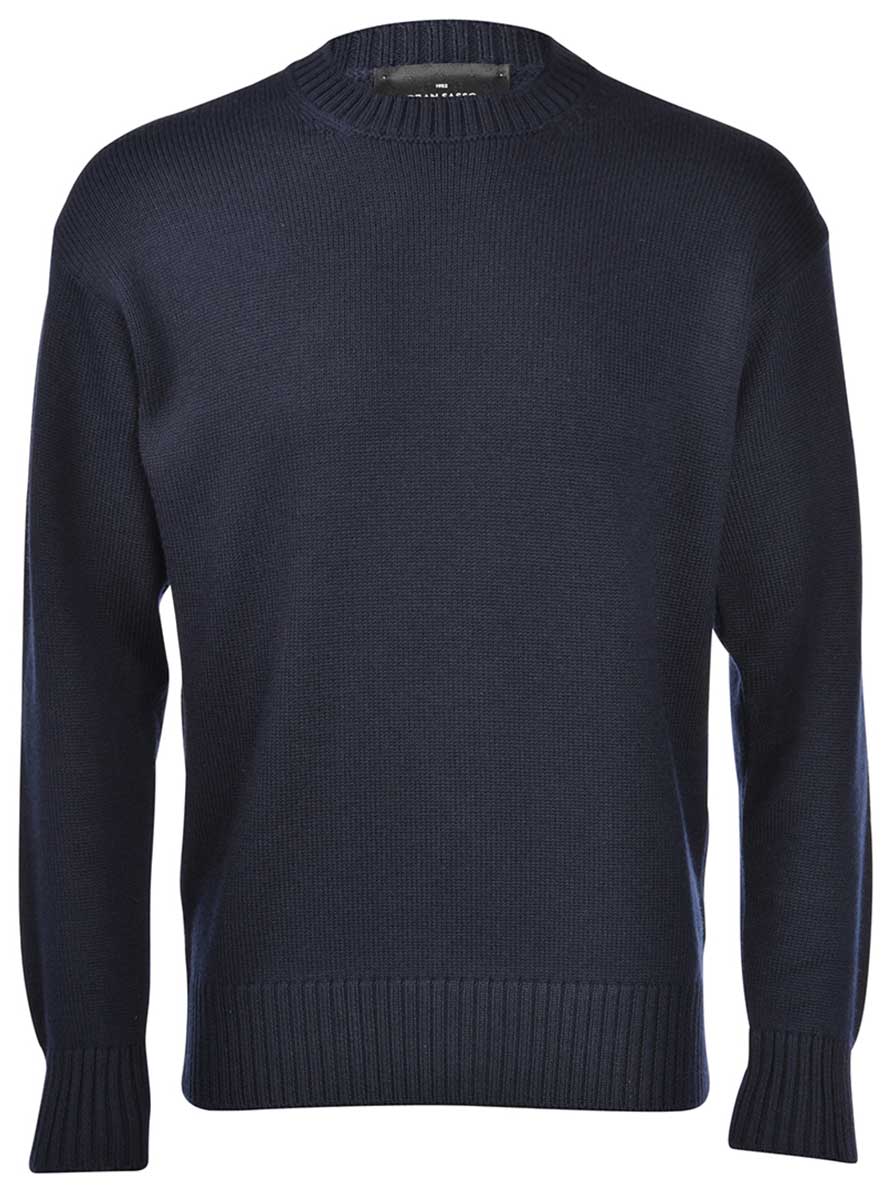 Gran Sasso Knitwear & Jumpers Gran Sasso - Merino Wool 3-Ply Crew Neck Navy Jumper 225