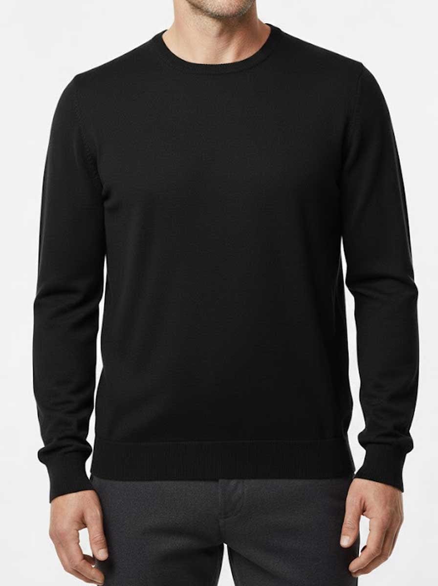 Gran Sasso Knitwear & Jumpers Gran Sasso - Merino Wool Crew Neck Black Sweater