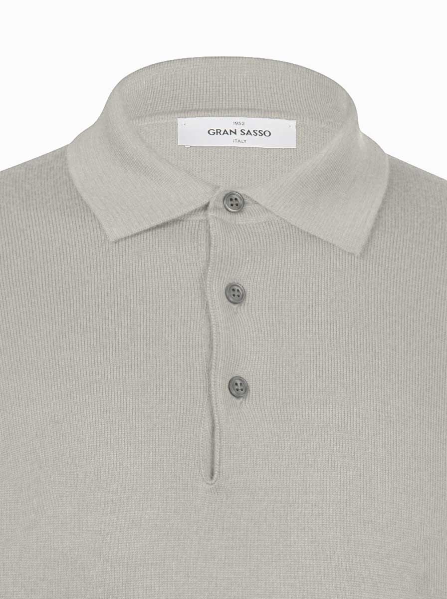 Gran Sasso Knitwear & Jumpers Gran Sasso - Merino Wool Long Sleeve Putty Polo