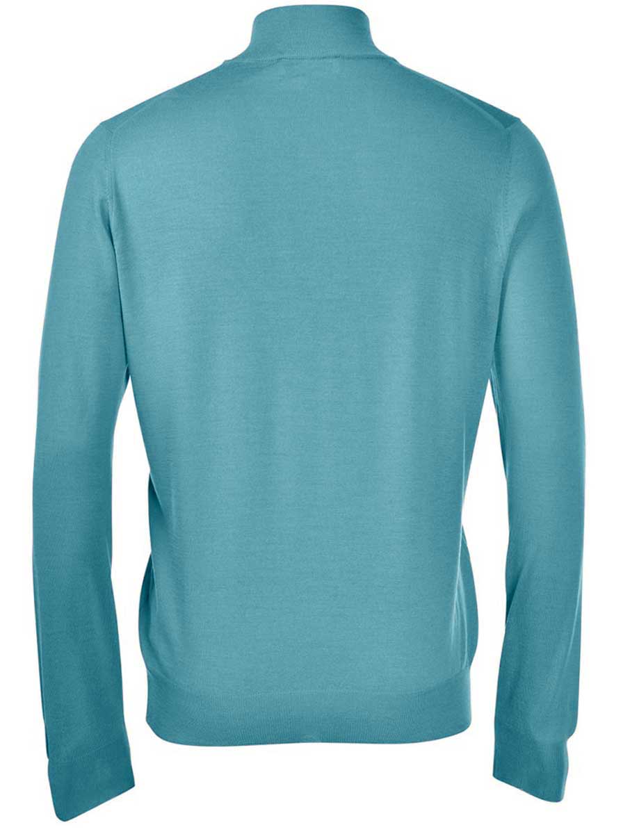 Gran Sasso Knitwear & Jumpers Gran Sasso - Merino Wool Quarter Zip Turquoise Knitwear
