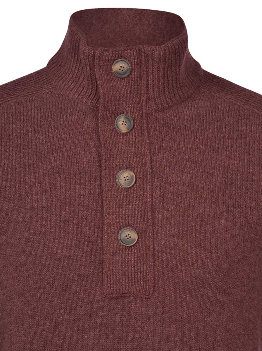 Gran Sasso Knitwear & Jumpers Gran Sasso - Super Geelong 1/4 Zip Burgundy Jumper