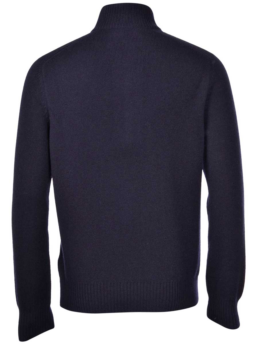 Gran Sasso Knitwear & Jumpers Gran Sasso - Super Geelong 1/4 Zip Navy Jumper