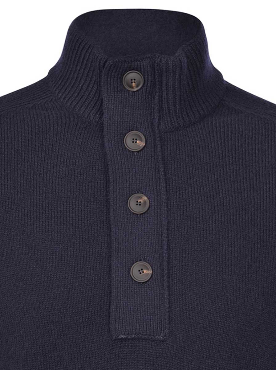 Gran Sasso Knitwear & Jumpers Gran Sasso - Super Geelong 1/4 Zip Navy Jumper