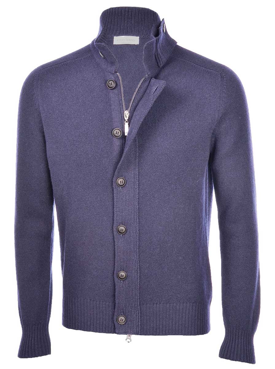 Gran Sasso Knitwear & Jumpers Gran Sasso - Super Geelong Zip & Button Denim Cardigan