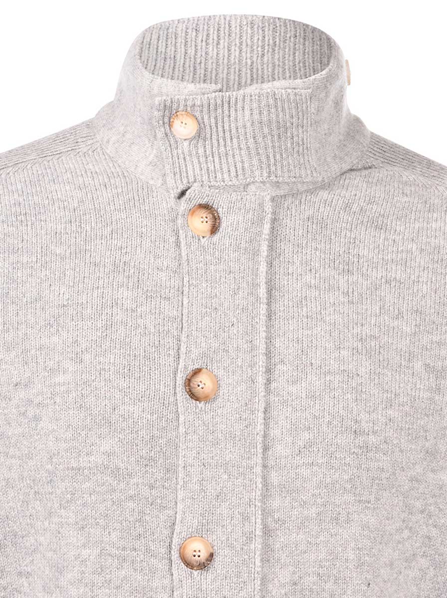 Gran Sasso Knitwear & Jumpers Gran Sasso - Super Geelong Zip & Button Grey Cardigan