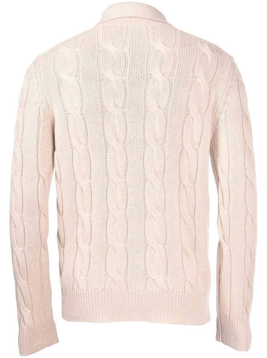 Gran Sasso Knitwear & Jumpers Gran Sasso - Wool/Cashmere Cable Full Zip Cream Cardigan