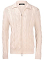 Gran Sasso Knitwear & Jumpers Gran Sasso - Wool/Cashmere Cable Full Zip Cream Cardigan