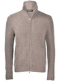 Gran Sasso Knitwear & Jumpers Gran Sasso - Wool/Cashmere Ribbed Full Zip Biscuit Cardigan