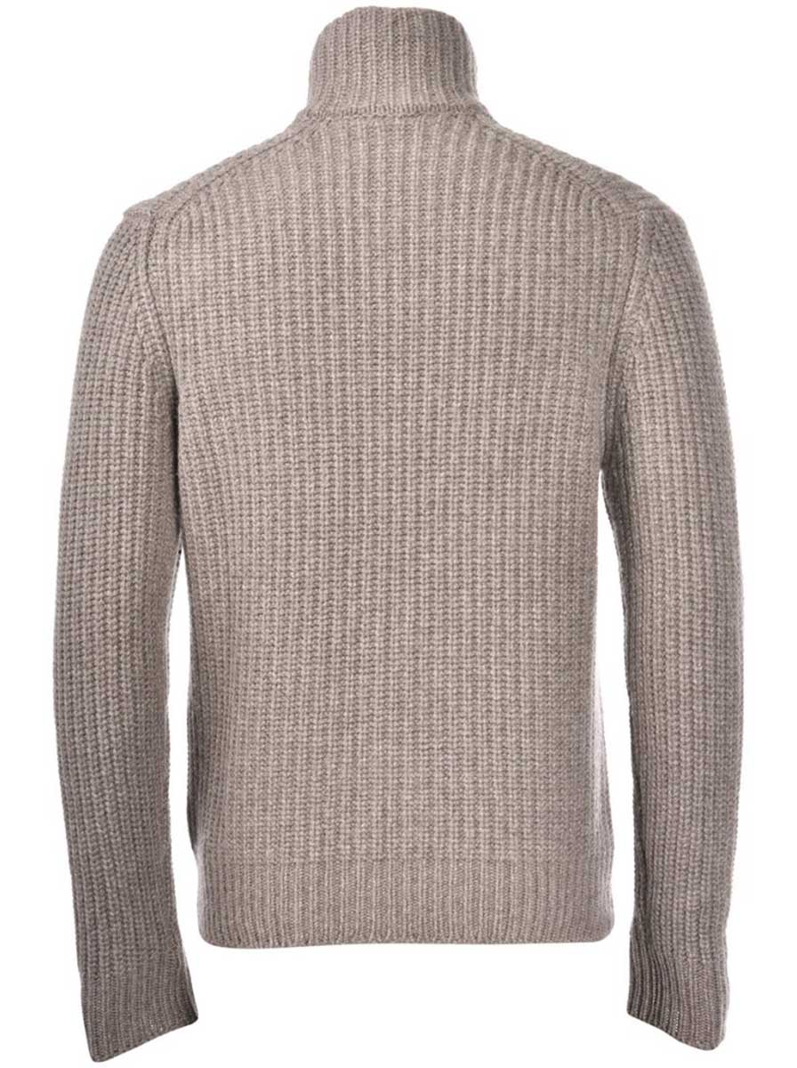 Gran Sasso Knitwear & Jumpers Gran Sasso - Wool/Cashmere Ribbed Full Zip Biscuit Cardigan