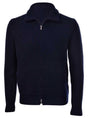 Gran Sasso Knitwear & Jumpers Gran Sasso - Wool/Cashmere Ribbed Full Zip Navy Cardigan