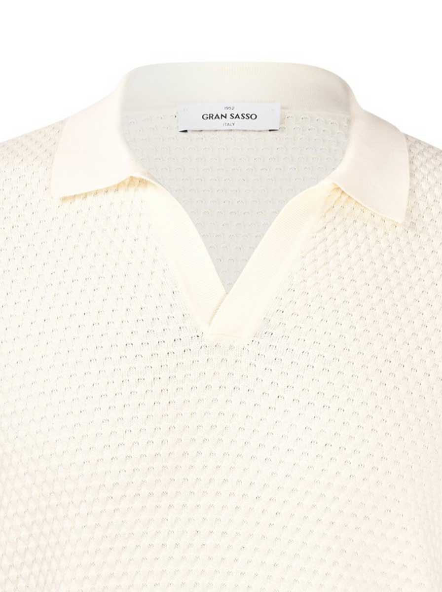 Gran Sasso Polo & T-Shirts Gran Sasso - Textured Cotton Cream Polo Shirt