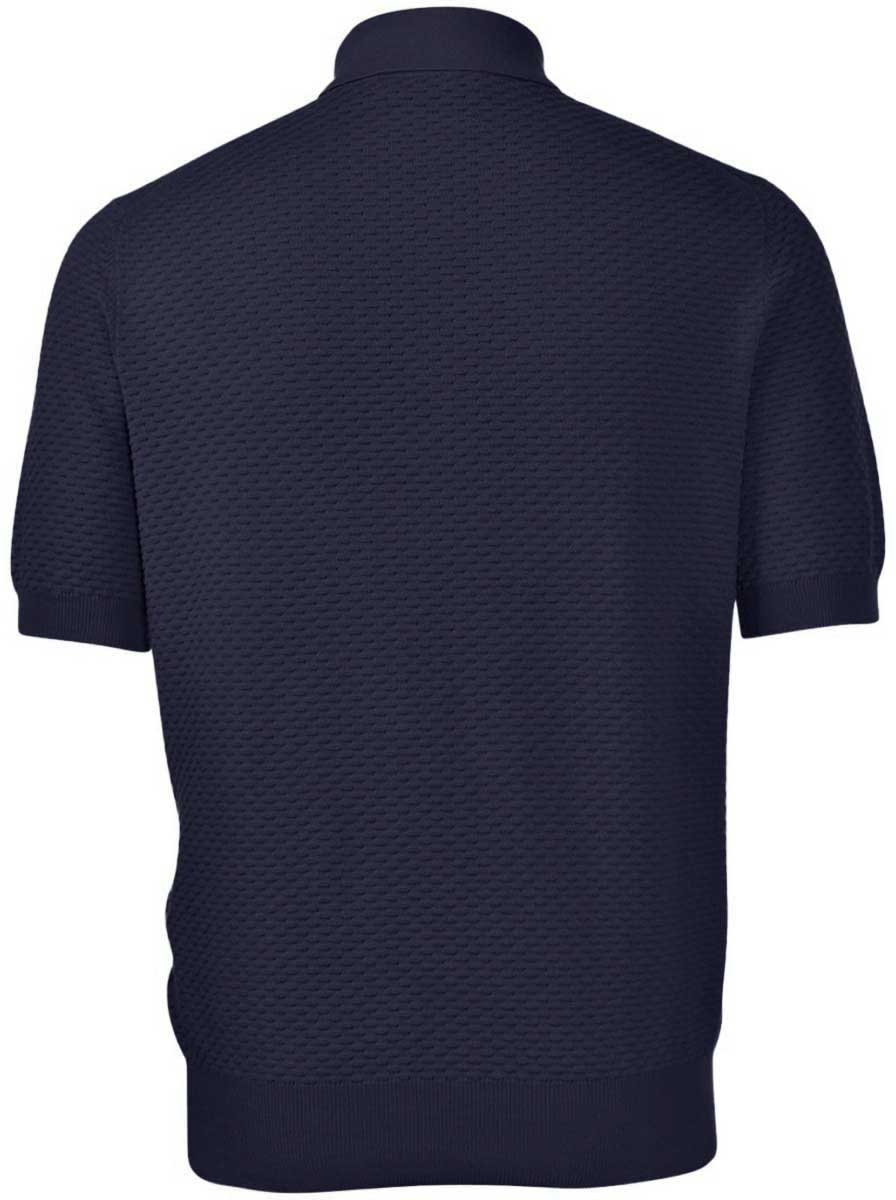 Gran Sasso Polo & T-Shirts Gran Sasso - Textured Cotton Navy Polo Shirt