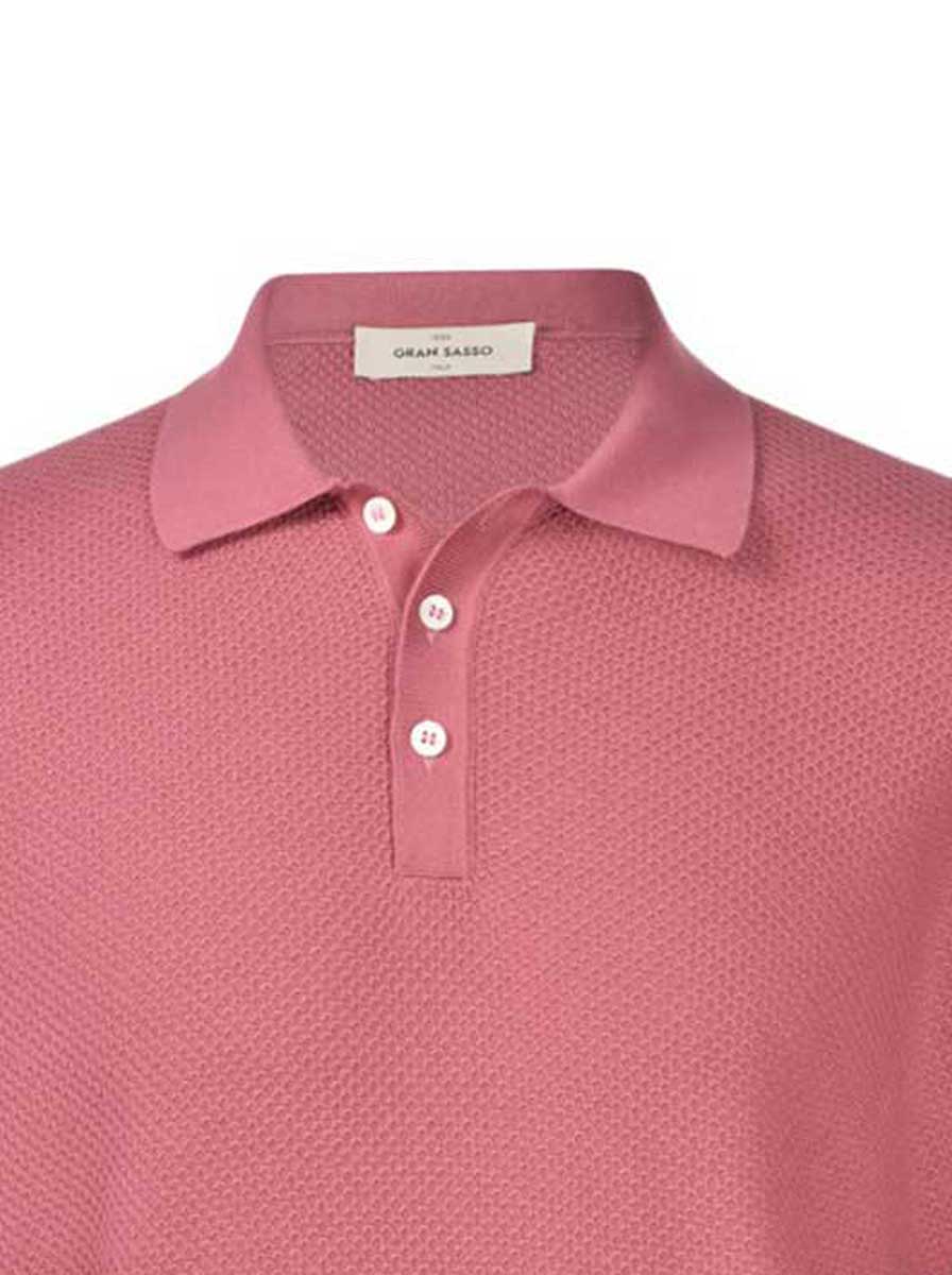 Gran Sasso Polo & T-Shirts Gran Sasso - Textured Cotton Rose Polo Shirt