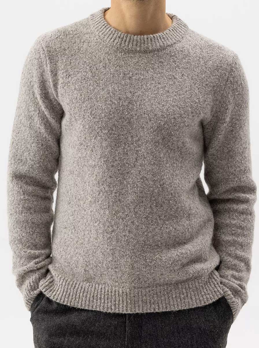 Holebrook Hybrid Holebrook - Liam Knitted Crew Neck Chai Sweater
