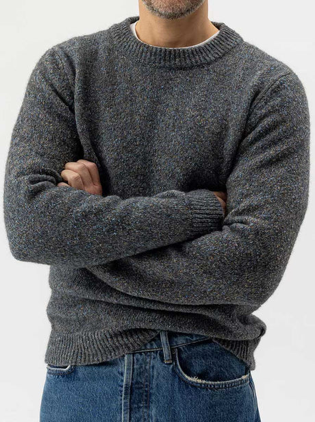Holebrook Hybrid Holebrook - Liam Knitted Crew Neck Navy/Khaki Sweater