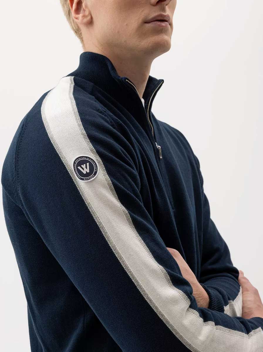 Holebrook Hybrid Holebrook - Ludvig Mock Neck Windproof Knitted Navy Sweater