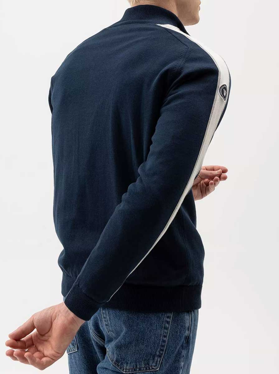 Holebrook Hybrid Holebrook - Ludvig Mock Neck Windproof Knitted Navy Sweater