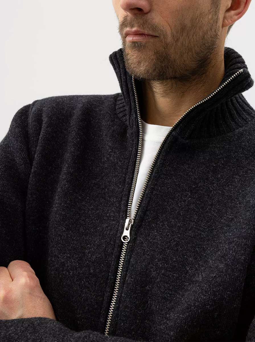 Holebrook Hybrid Holebrook - Måns Zip Knitted Windproof Antracite Sweater