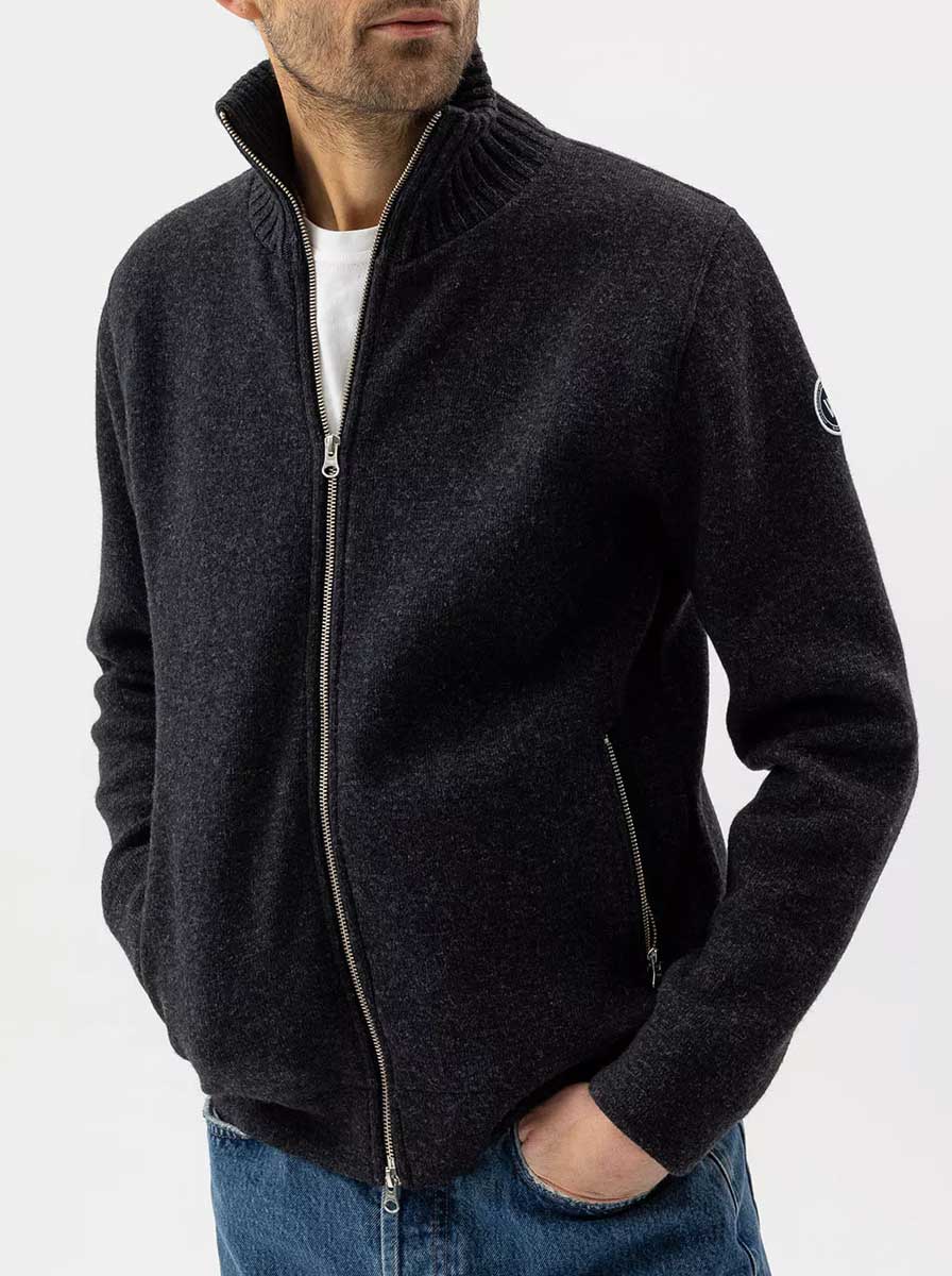 Holebrook Hybrid Holebrook - Måns Zip Knitted Windproof Antracite Sweater