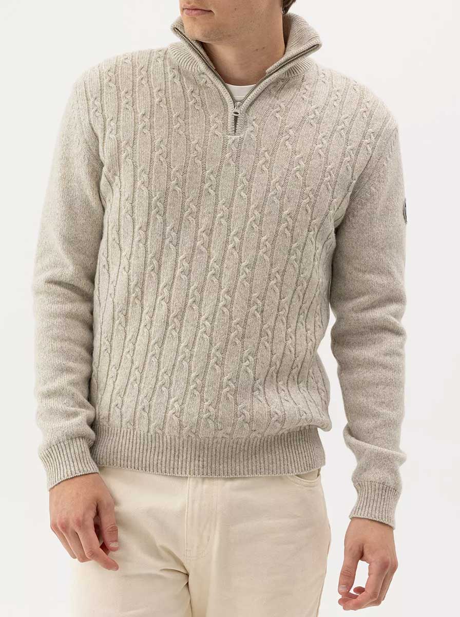 Holebrook Knitwear & Jumpers Holebrook - Alvin ¼ Zip Knitted Windproof Off White Sweater