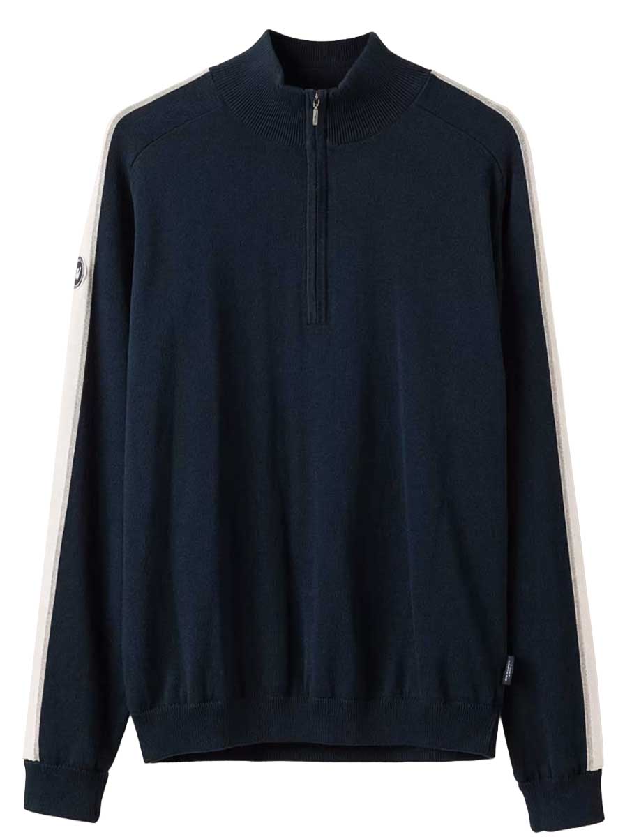 Holebrook Knitwear & Jumpers Holebrook - Ludvig Mock Neck Windproof Knitted Navy Sweater
