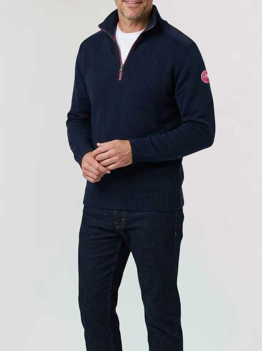 Holebrook Knitwear & Jumpers Holebrook - Martin ¼ Zip Knitted Windproof Navy Sweater