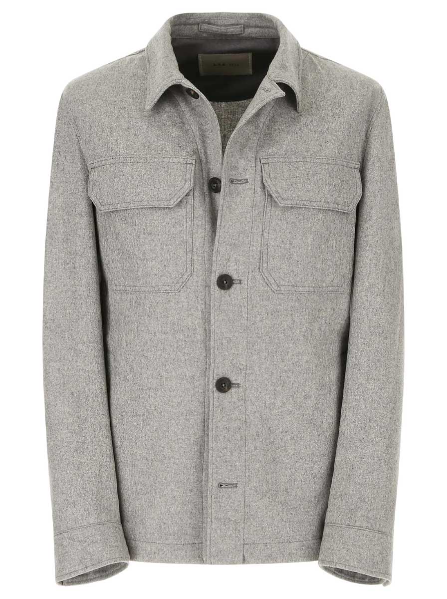 Luigi Bianchi Jacket/Blazer L.B.M - Wool Light Grey Melange Overshirt