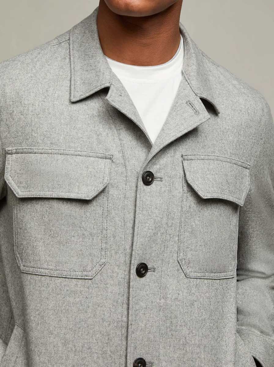 Luigi Bianchi Jacket/Blazer L.B.M - Wool Light Grey Melange Overshirt