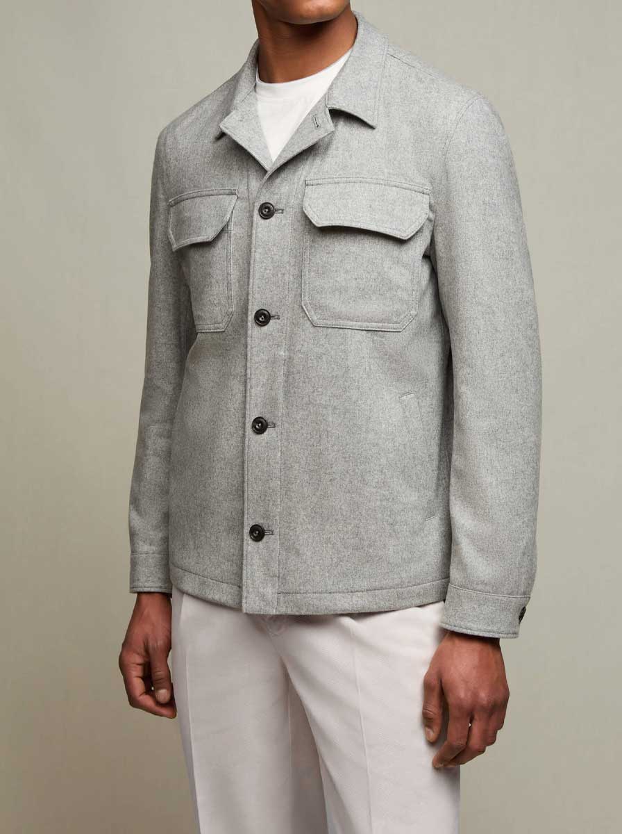 Luigi Bianchi Jacket/Blazer L.B.M - Wool Light Grey Melange Overshirt