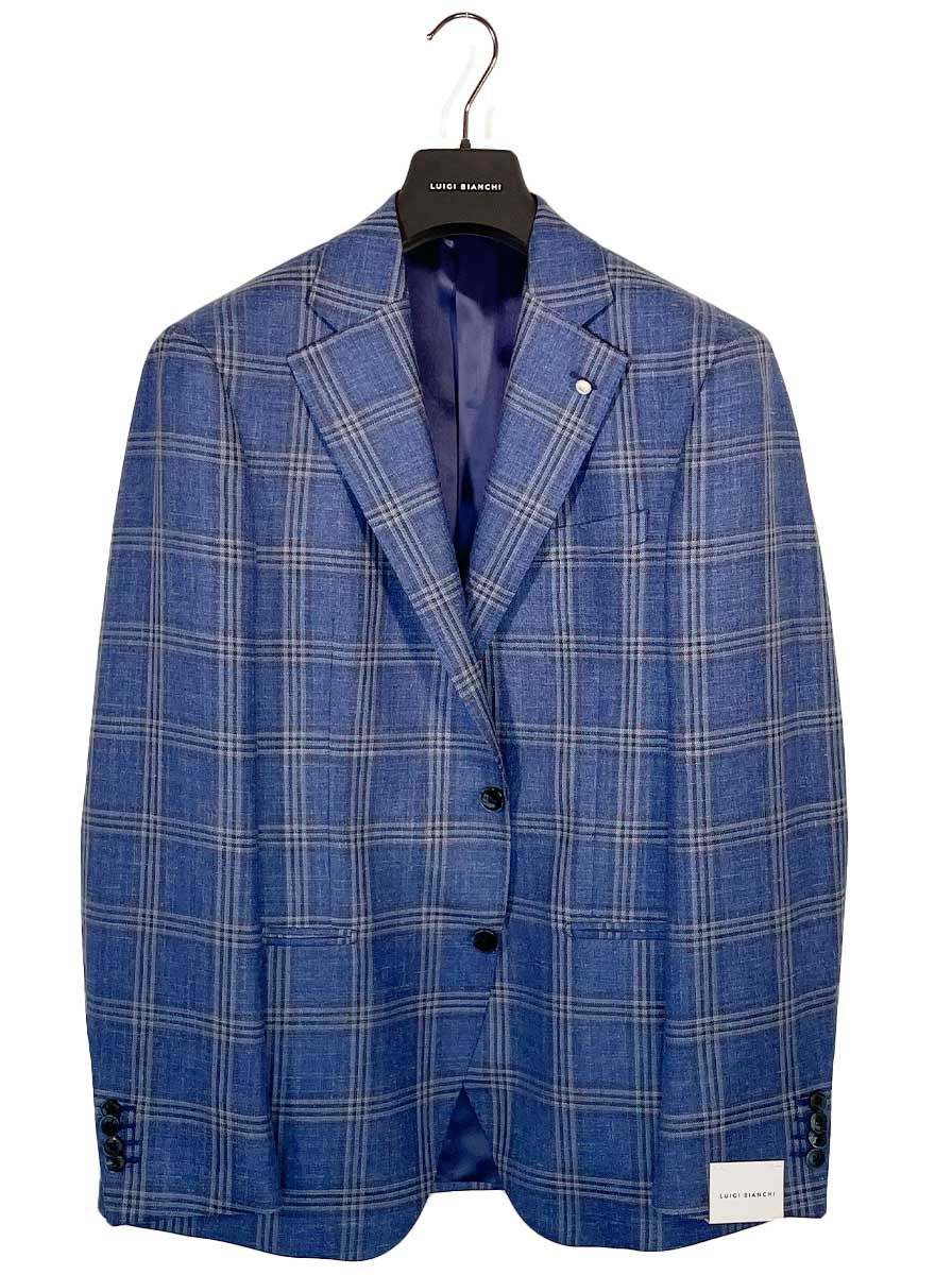 Luigi Bianchi Jacket/Blazer Luigi Bianchi - Checked Summer Blue Blazer