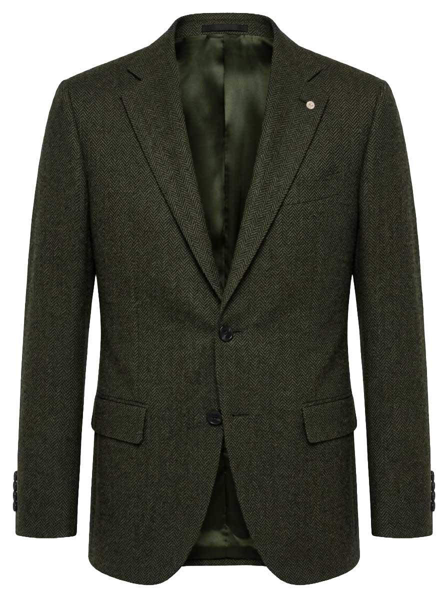 Luigi Bianchi Jacket/Blazer Luigi Bianchi - Herringbone Wool Green Blazer