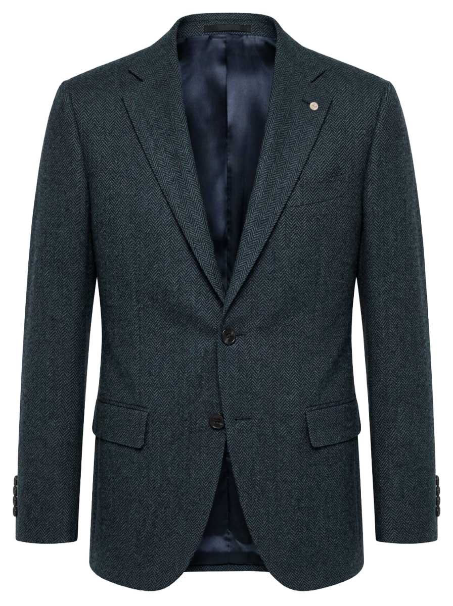 Luigi Bianchi Jacket/Blazer Luigi Bianchi - Herringbone Wool Navy Blazer