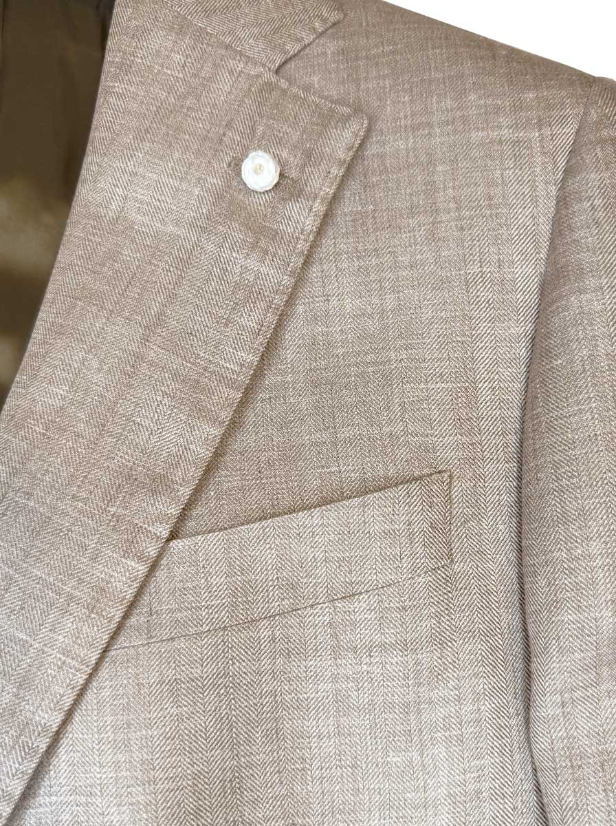 Luigi Bianchi Jacket/Blazer Luigi Bianchi - Loro Piana Herringbone Beige Jacket