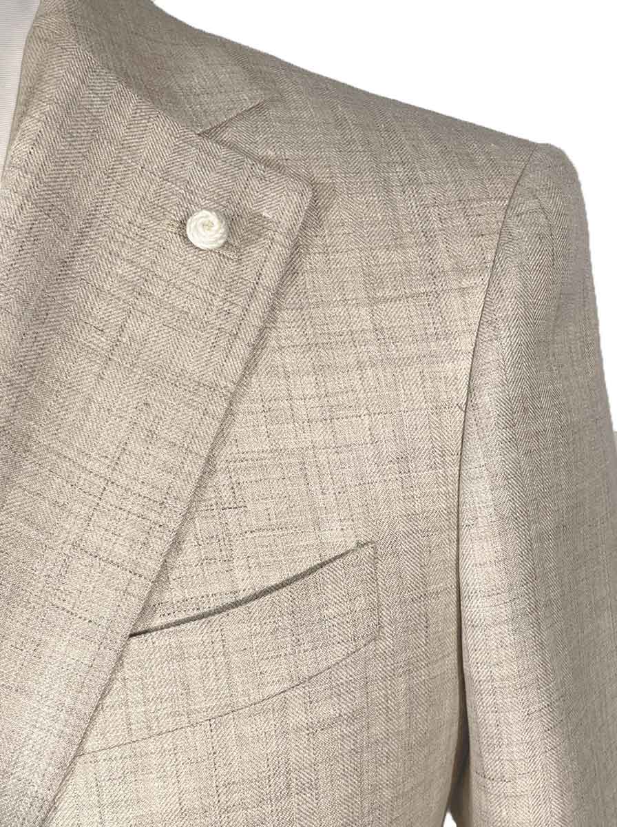 Luigi Bianchi Jacket/Blazer Luigi Bianchi - Loro Piana Summer Herringbone Beige Jacket