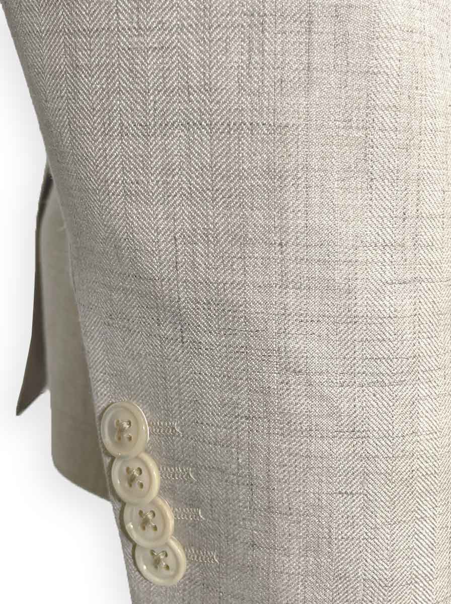 Luigi Bianchi Jacket/Blazer Luigi Bianchi - Loro Piana Summer Herringbone Beige Jacket