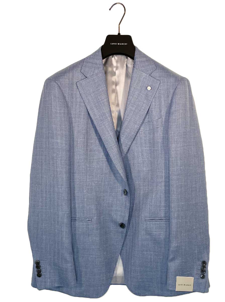 Luigi Bianchi Jacket/Blazer Luigi Bianchi - Loro Piana Summer Herringbone Sky Blue Jacket