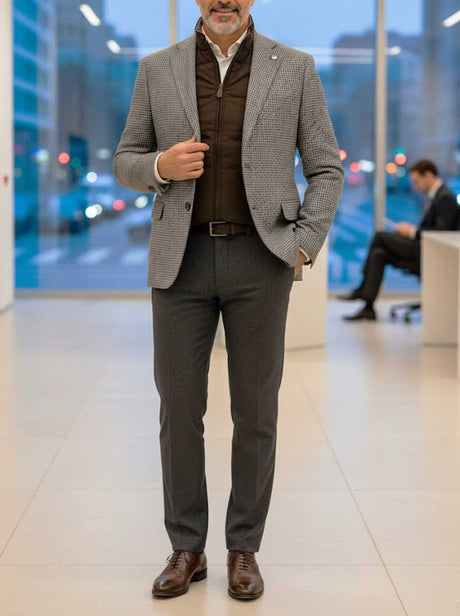 Luigi Bianchi Jacket/Blazer Luigi Bianchi - Puppy Tooth Travel Blazer