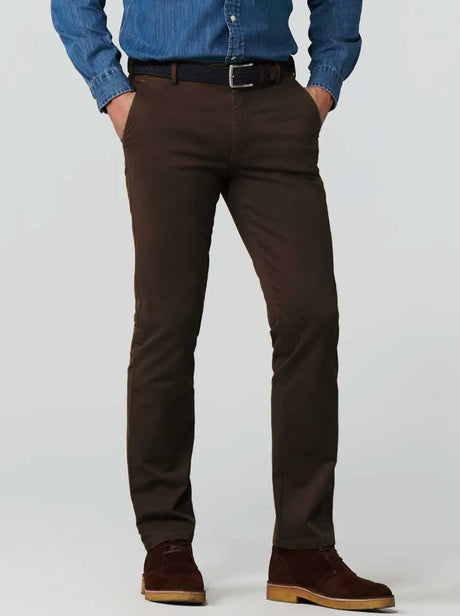 Meyer Chinos/Trousers Meyer - Brown Roma Cotton Chino