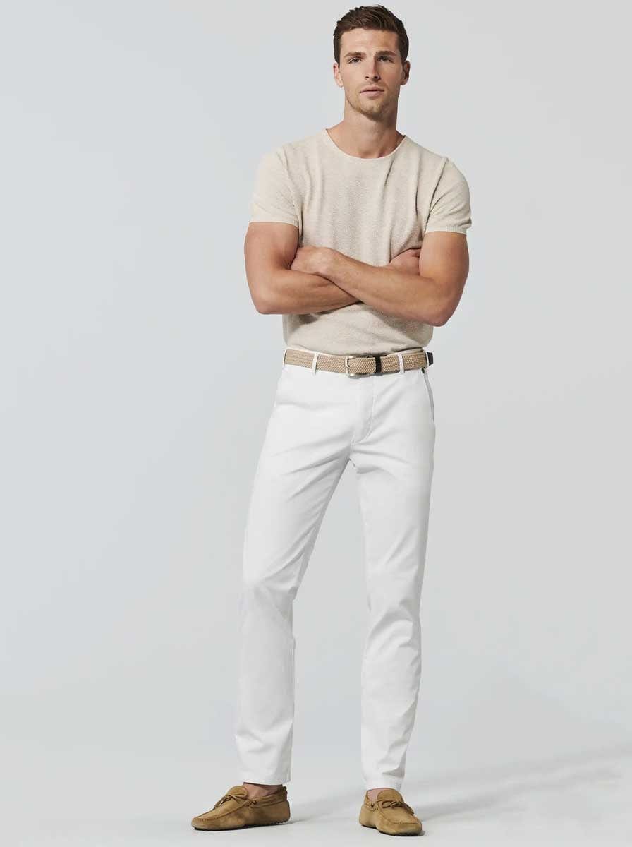 Meyer Chinos/Trousers Meyer - Rio White Cotton Chino