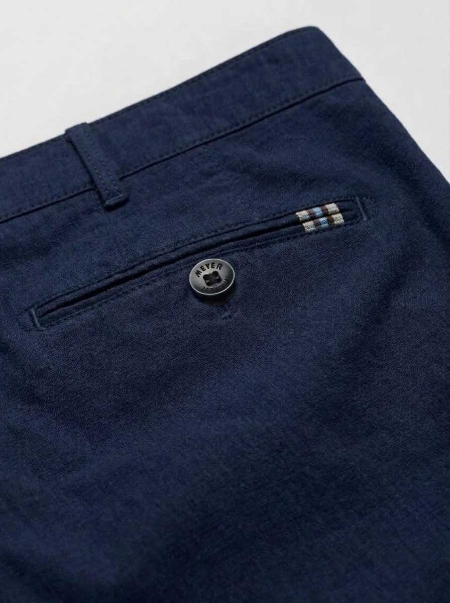 Meyer Chinos/Trousers Meyer - Roma Navy Linen Chino