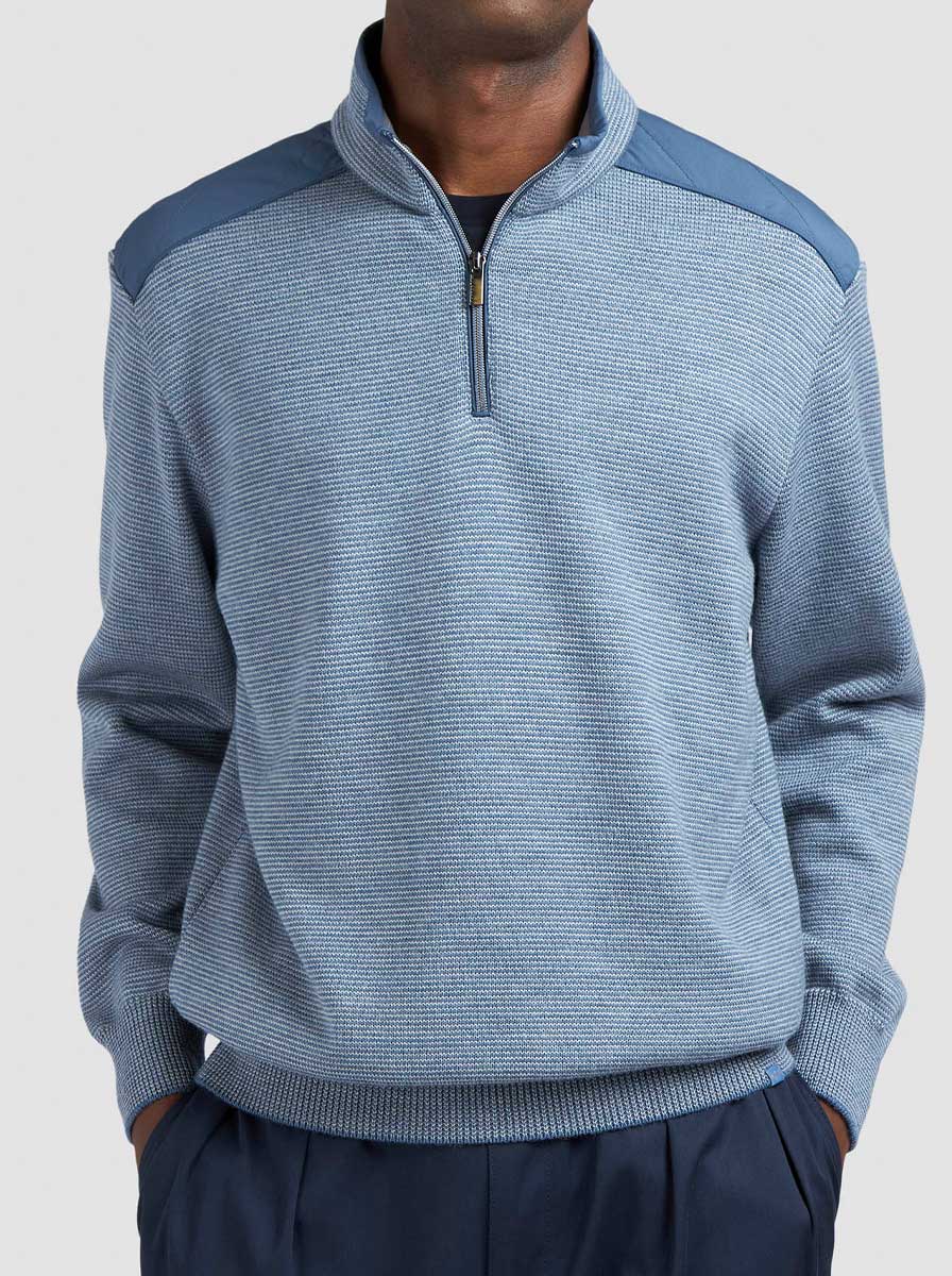 Paul & Shark Knitwear & Jumpers Paul & Shark - Knitwear - Cool Touch Wool Quater Zip Sweater With Typhoon® Platinum Trim