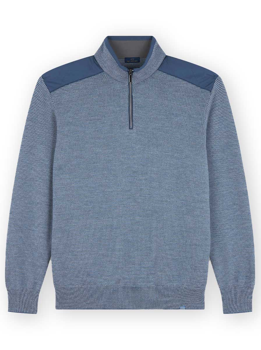 Paul & Shark Knitwear & Jumpers Paul & Shark - Knitwear - Cool Touch Wool Quater Zip Sweater With Typhoon® Platinum Trim