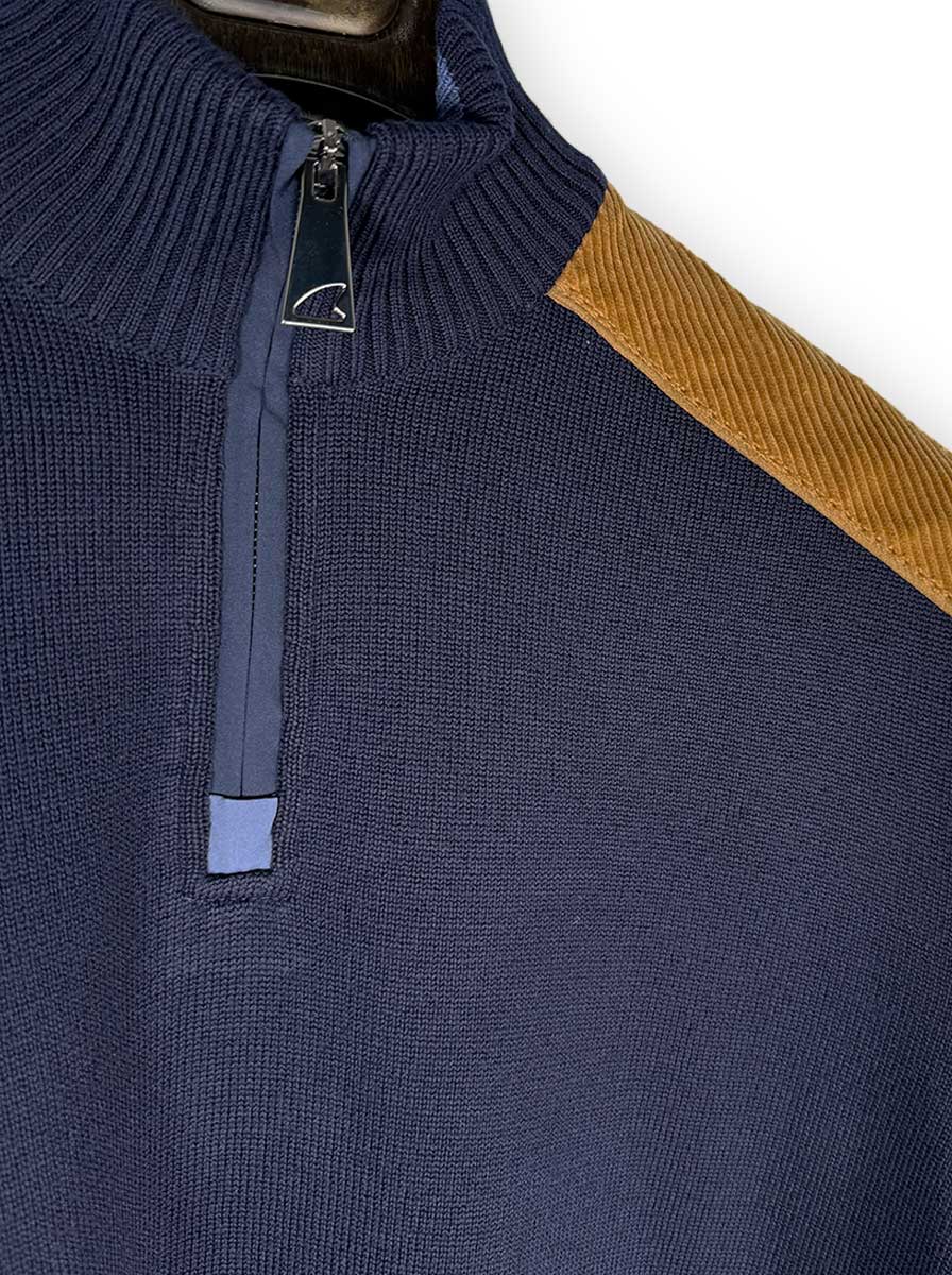 Paul & Shark Knitwear & Jumpers Paul & Shark - Knitwear - Quater Zip Jumper w/ Cord Trim