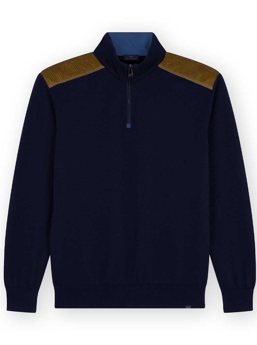 Paul & Shark Knitwear & Jumpers Paul & Shark - Knitwear - Quater Zip Jumper w/ Cord Trim