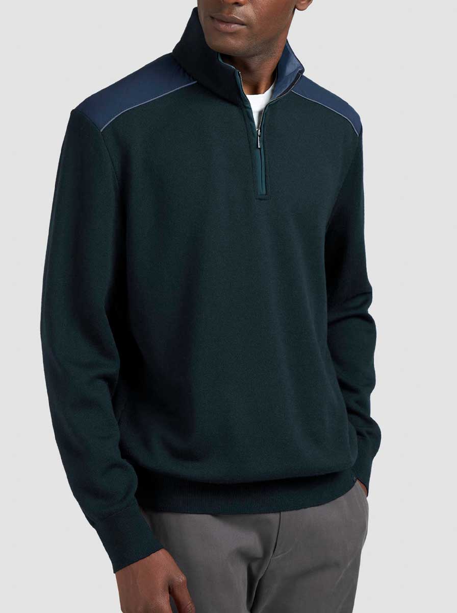 Paul & Shark Knitwear & Jumpers Paul & Shark - Knitwear - Quater Zip Jumper w/ Typhoon Trim